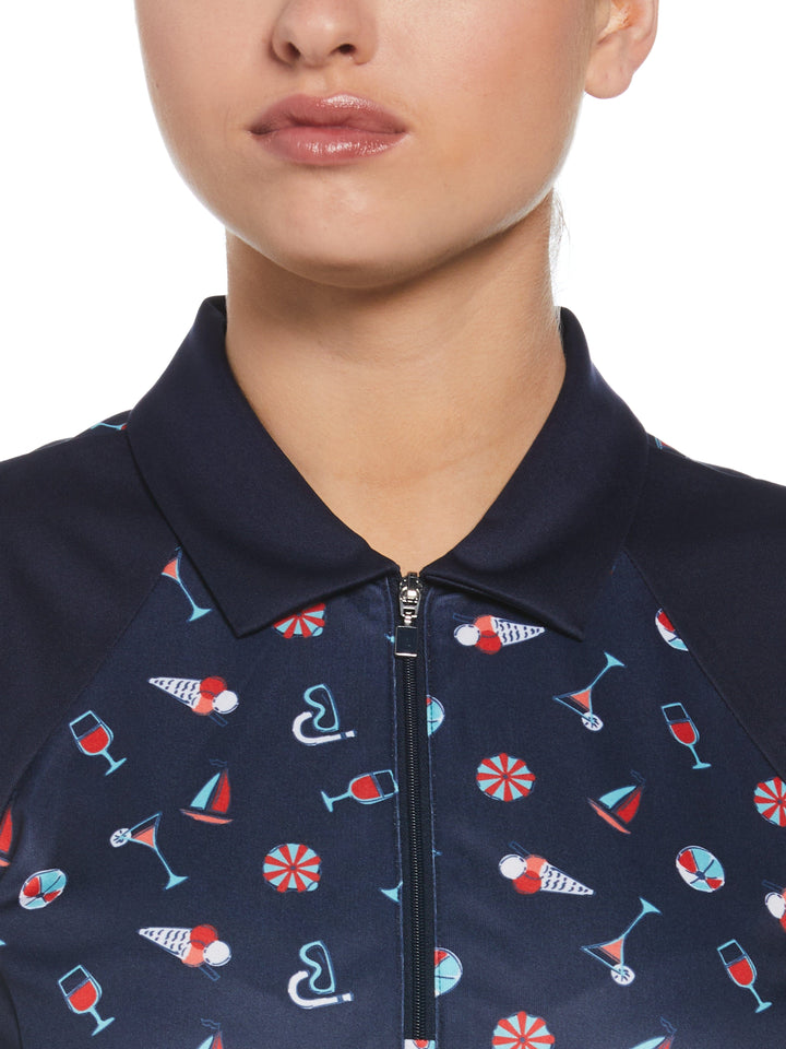 Summer Fun Print Golf Polo (Peacoat) 