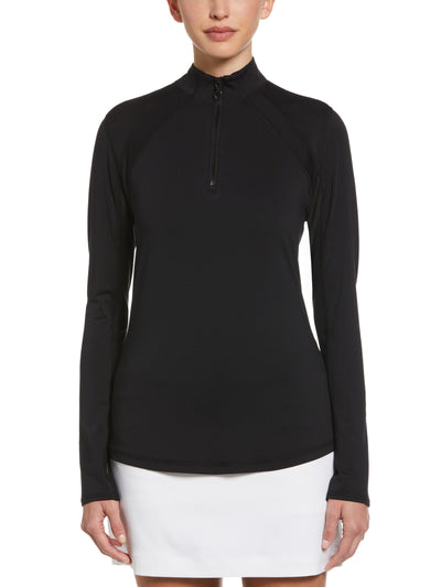 Sun Protection Quarter Zip Golf Shirt (Caviar) 