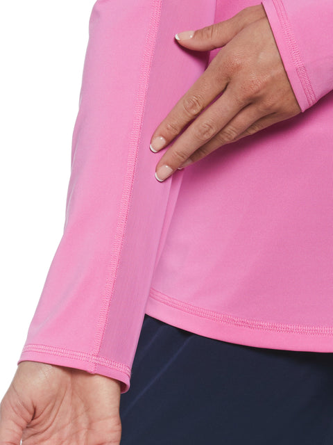 Sun Protection Golf Shirt with Mesh Panels (Super Pink) 