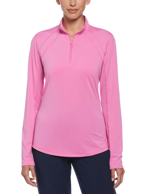 Sun Protection Golf Shirt with Mesh Panels (Super Pink) 