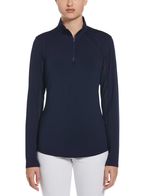 Sun Protection Quarter Zip Golf Shirt (Peacoat) 