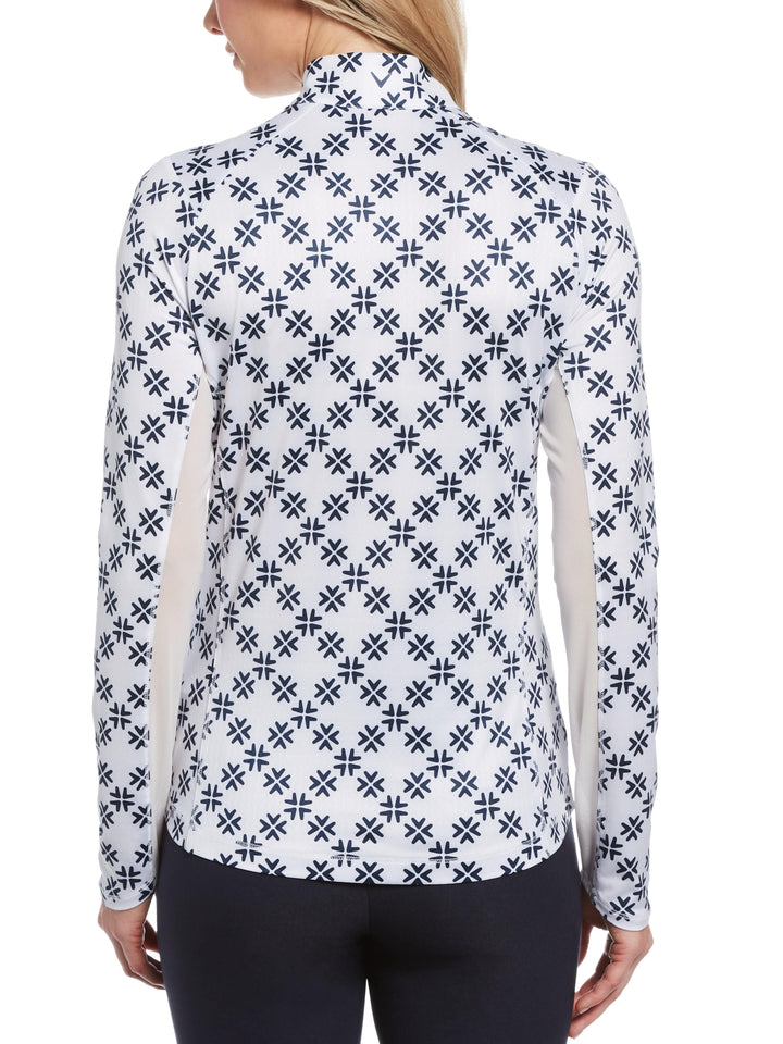 Women's Swing Tech™ Chevron Floral Print Sun Protection Quarter Zip Golf Pullover