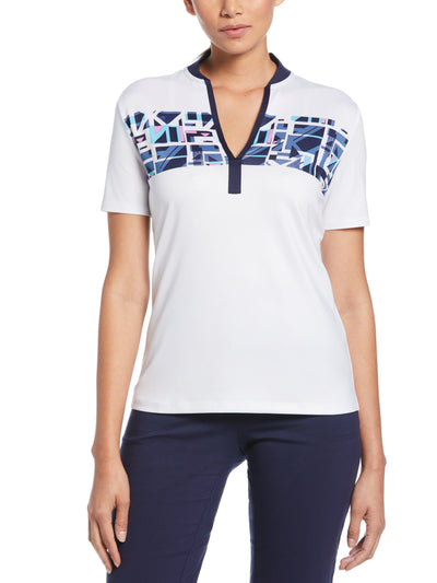 Swing Tech Engineered Print Golf Polo (Brilliant White) 