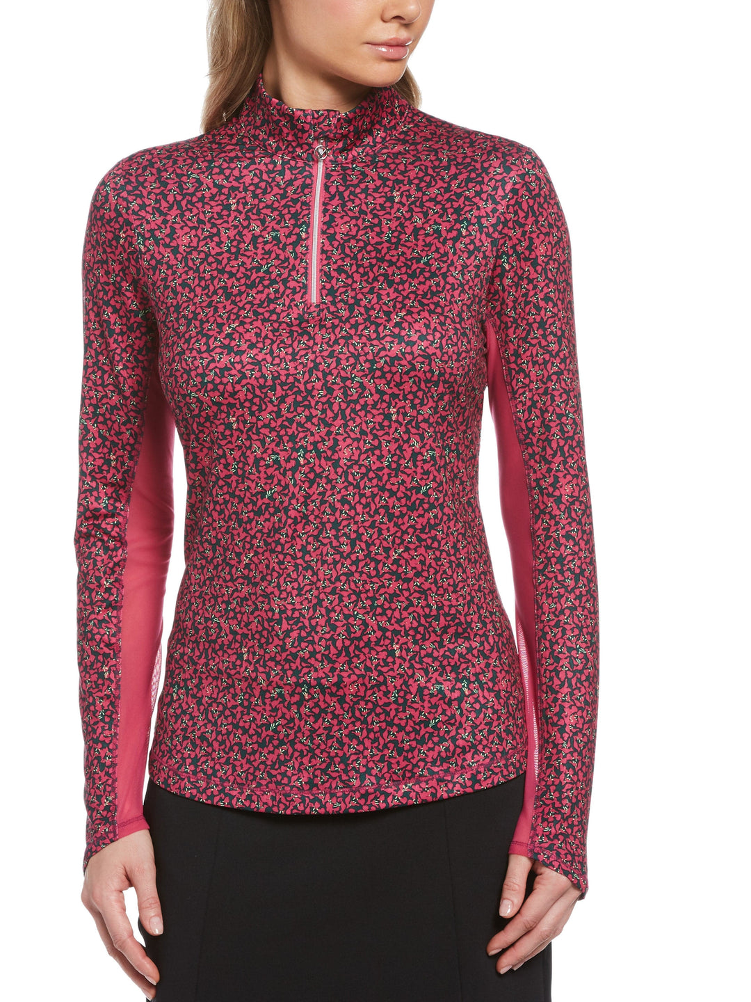 Women's Swing Tech™ Mini Floral Print Sun Protection Quarter Zip Golf Pullover