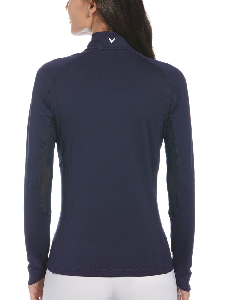 Womens Swing Tech Sun Protection 1/4 Zip Golf Shirt (Peacoat) 
