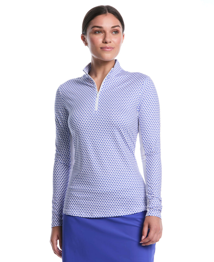 Sprout Floral Sun Protection Golf Shirt (Dazzling Blue) 