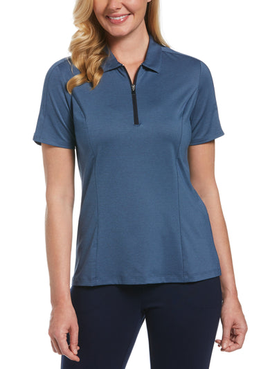 Women's Tonal Heather Quarter Zip Golf Polo