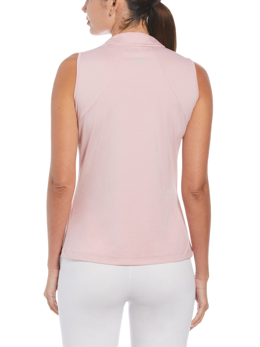 Tonal Heather Quarter Zip Sleeveless Polo (Pink Nectar Htr) 
