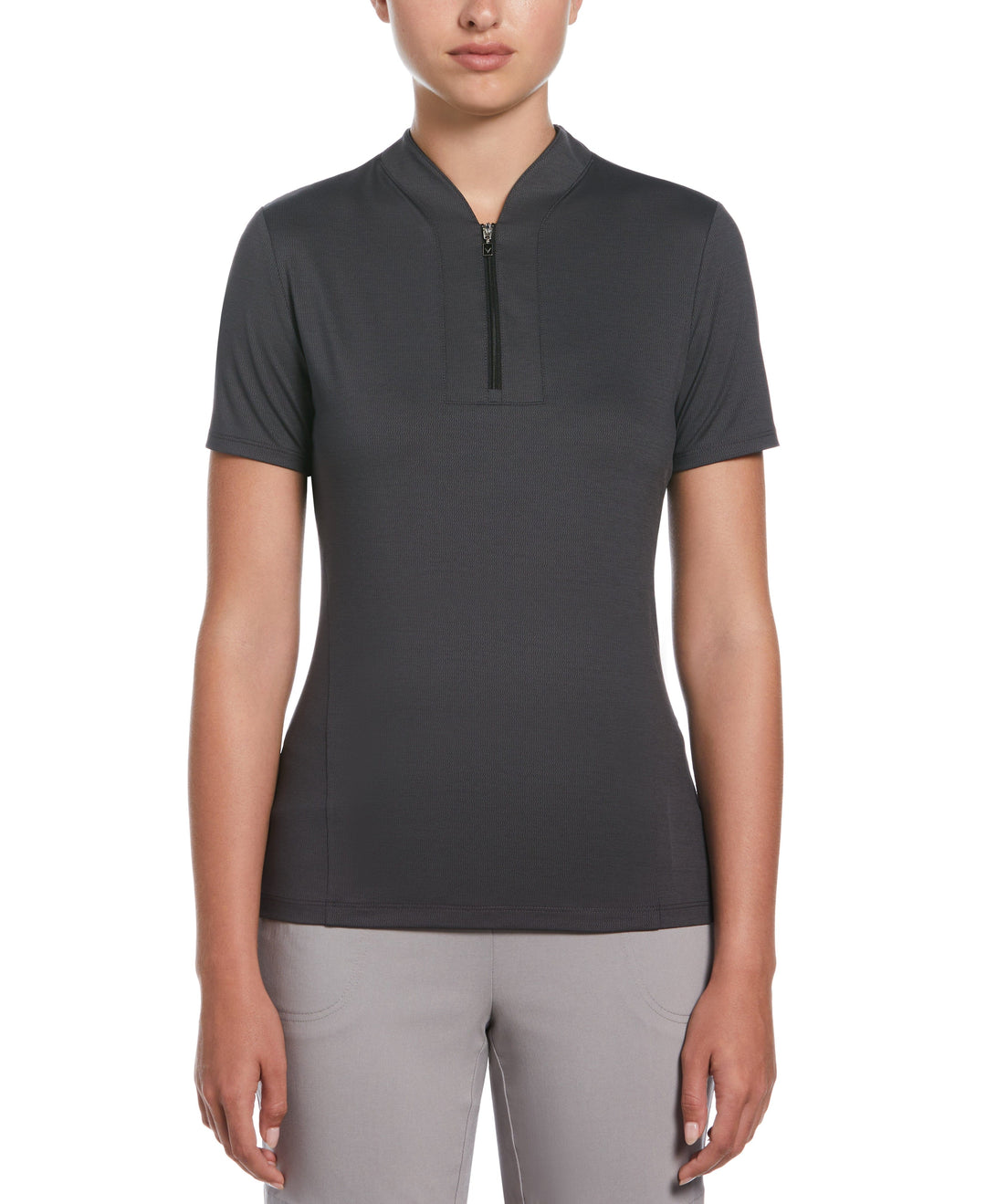 Tonal Texture Heather Polo Top (Party Pink Htr) 