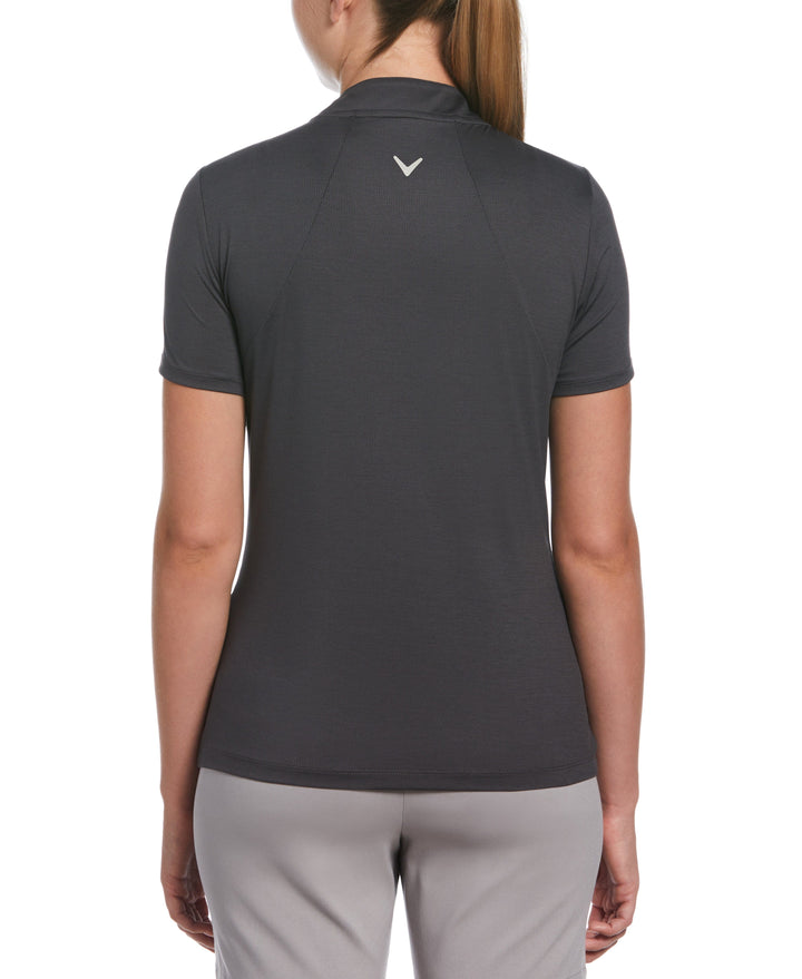 Tonal Texture Heather Polo Top (Party Pink Htr) 