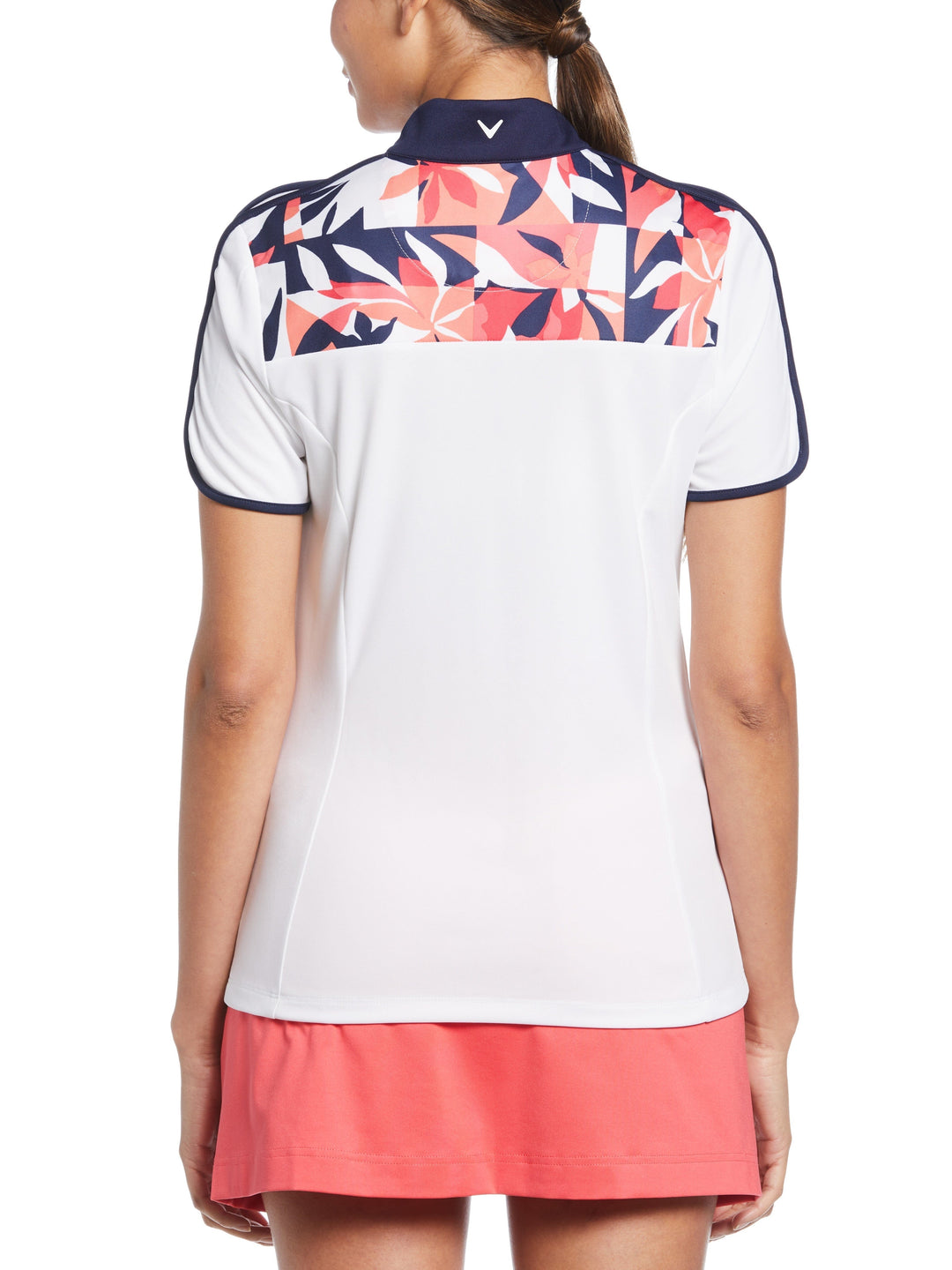 Tropical Floral Block Polo (Brilliant White) 