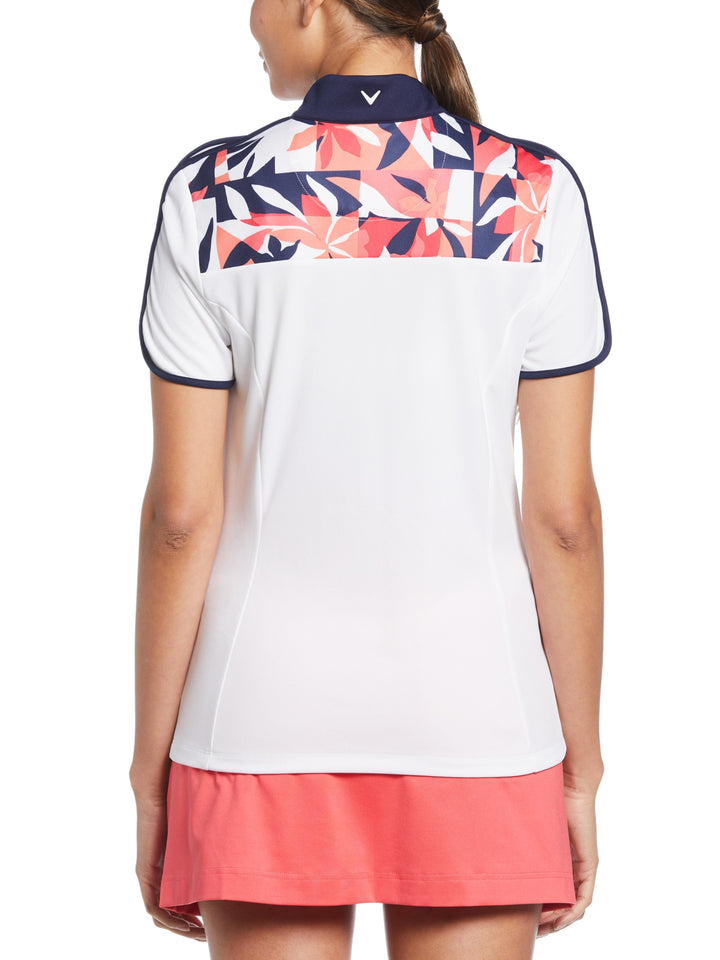 Tropical Floral Block Polo (Brilliant White) 