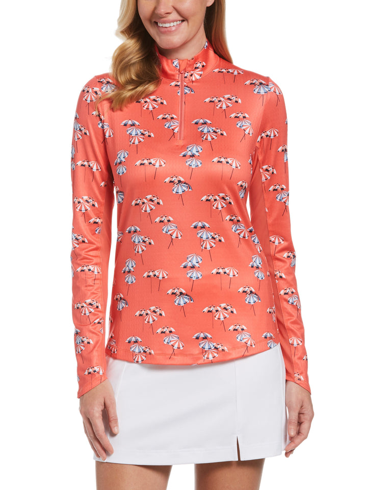Women's Umbrella Print Sun Protection Golf Pullover