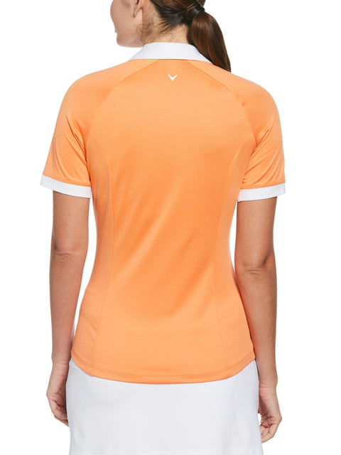 V-Placket Colourblock Polo Top (Nectarine) 