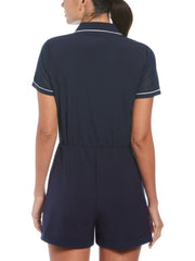 Veronica Short Sleeve Golf Romper (Black Iris) 