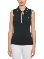 Veronica Sleeveless Golf Polo Shirt (Caviar) 