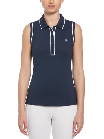 Veronica Sleeveless Golf Polo Shirt (Black Iris) 