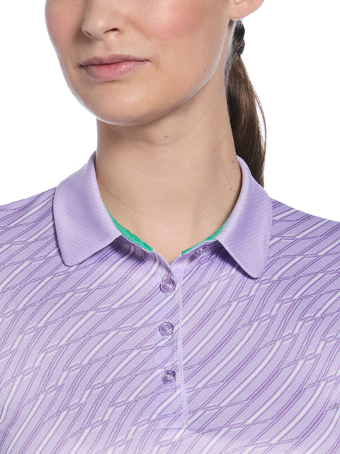 Women's Wave Stripe Polo (Pastel Lilac) 