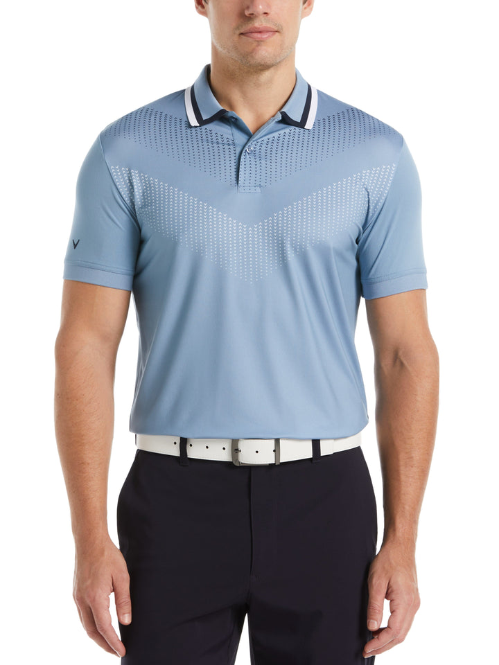 X Series Ombre Chev Print Polo (Faded Denim) 