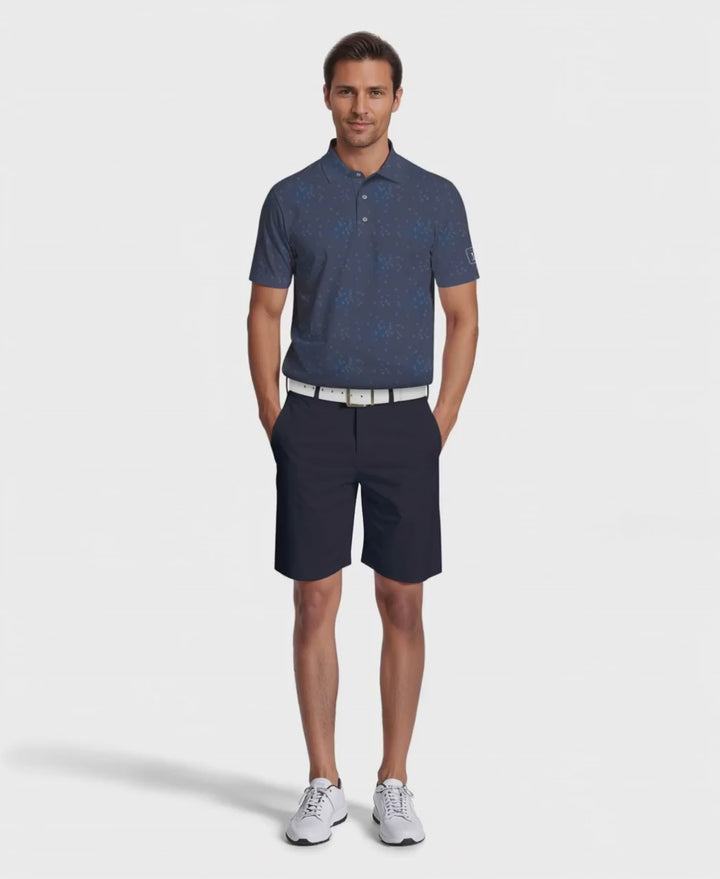 Men's All-Over Tossed Geo Print Golf Polo