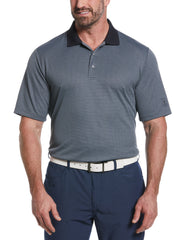 Big & Tall Argyle Jacquard Print Golf Polo (Caviar) 