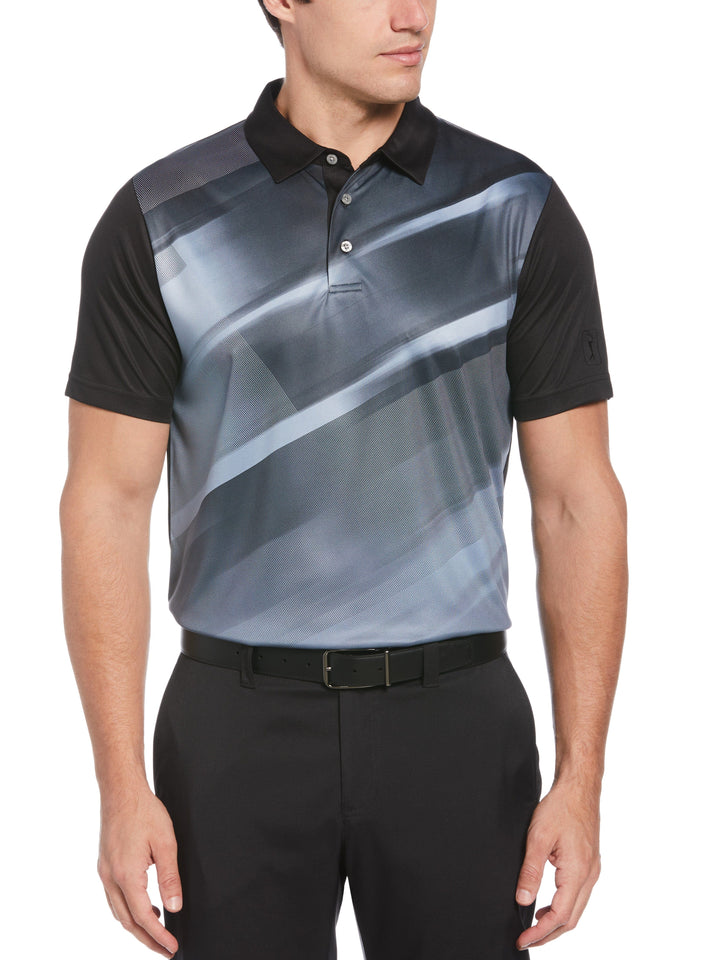 Big & Tall Asymmetric Print Golf Polo
