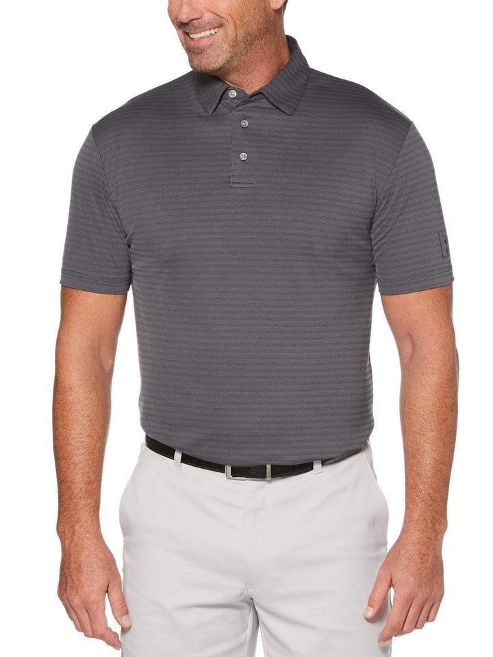 Big & Tall Two Tone Horizontal Jacquard Stripe Polo