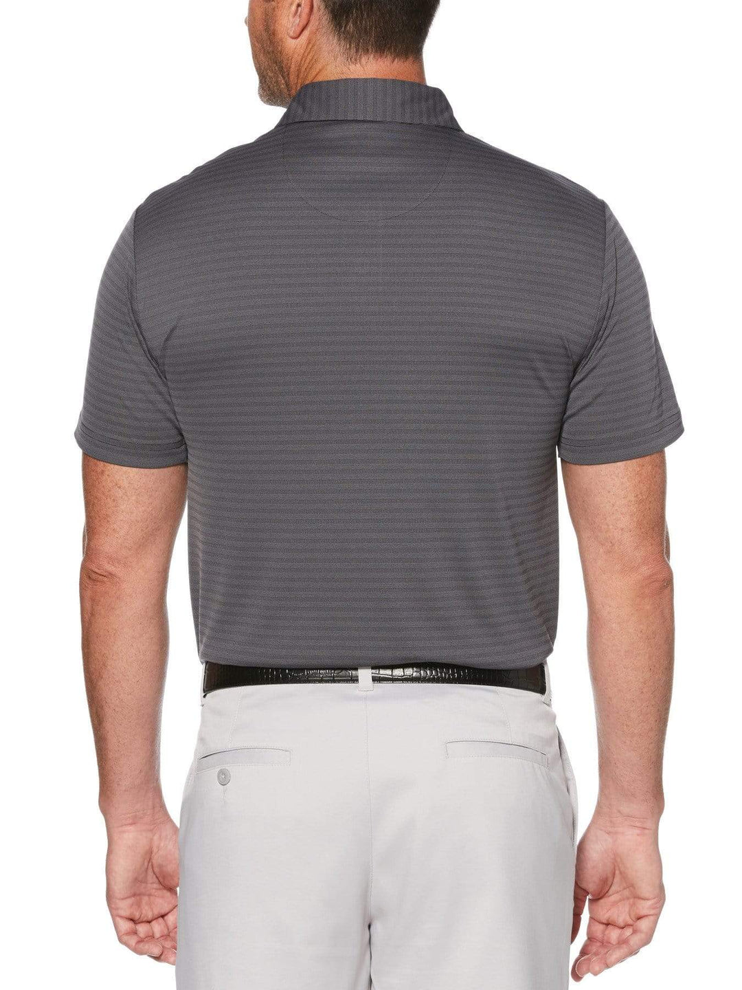 Big & Tall Two Tone Horizontal Jacquard Stripe Polo