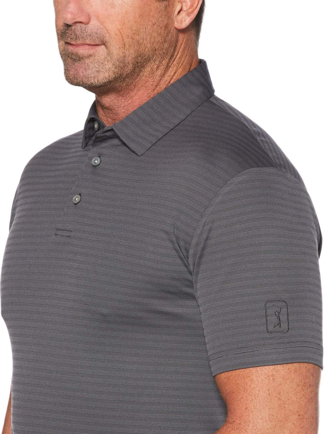 Big & Tall Two Tone Horizontal Jacquard Stripe Polo