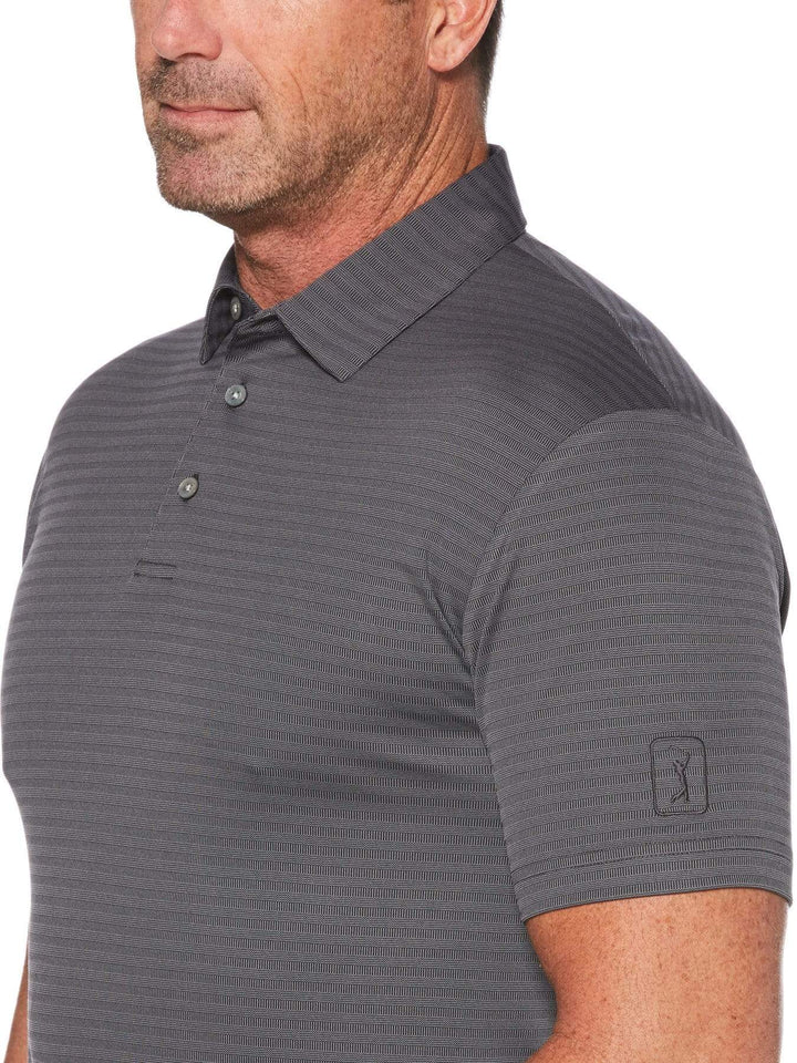 Big & Tall Two Tone Horizontal Jacquard Stripe Polo