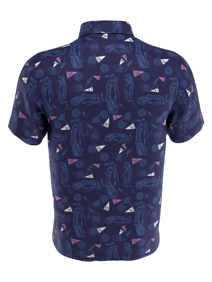 Golf Sketch Print Golf Polo (Blueprint) 
