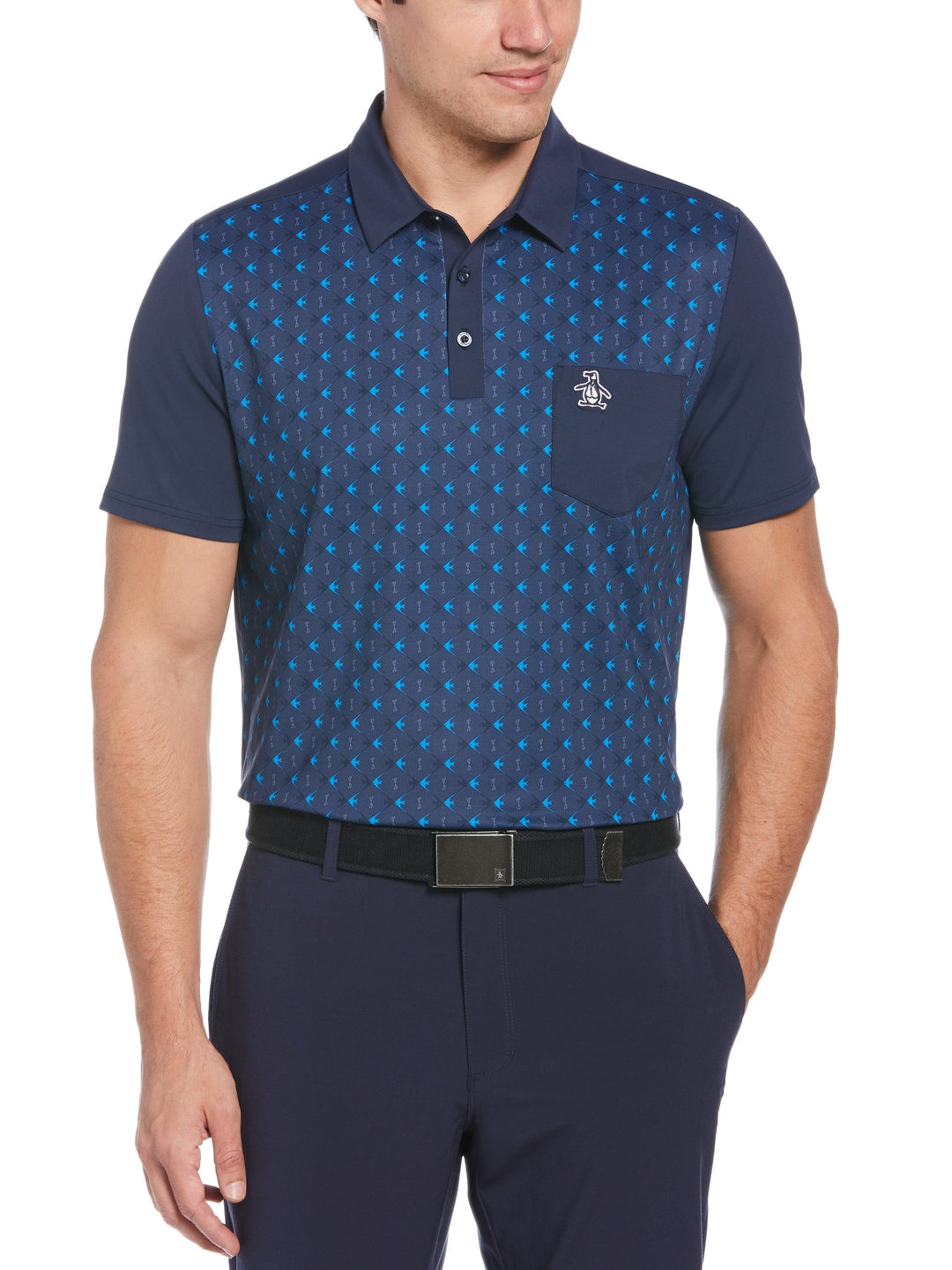 Men's 50s Novelty Print Color Block Golf Polo