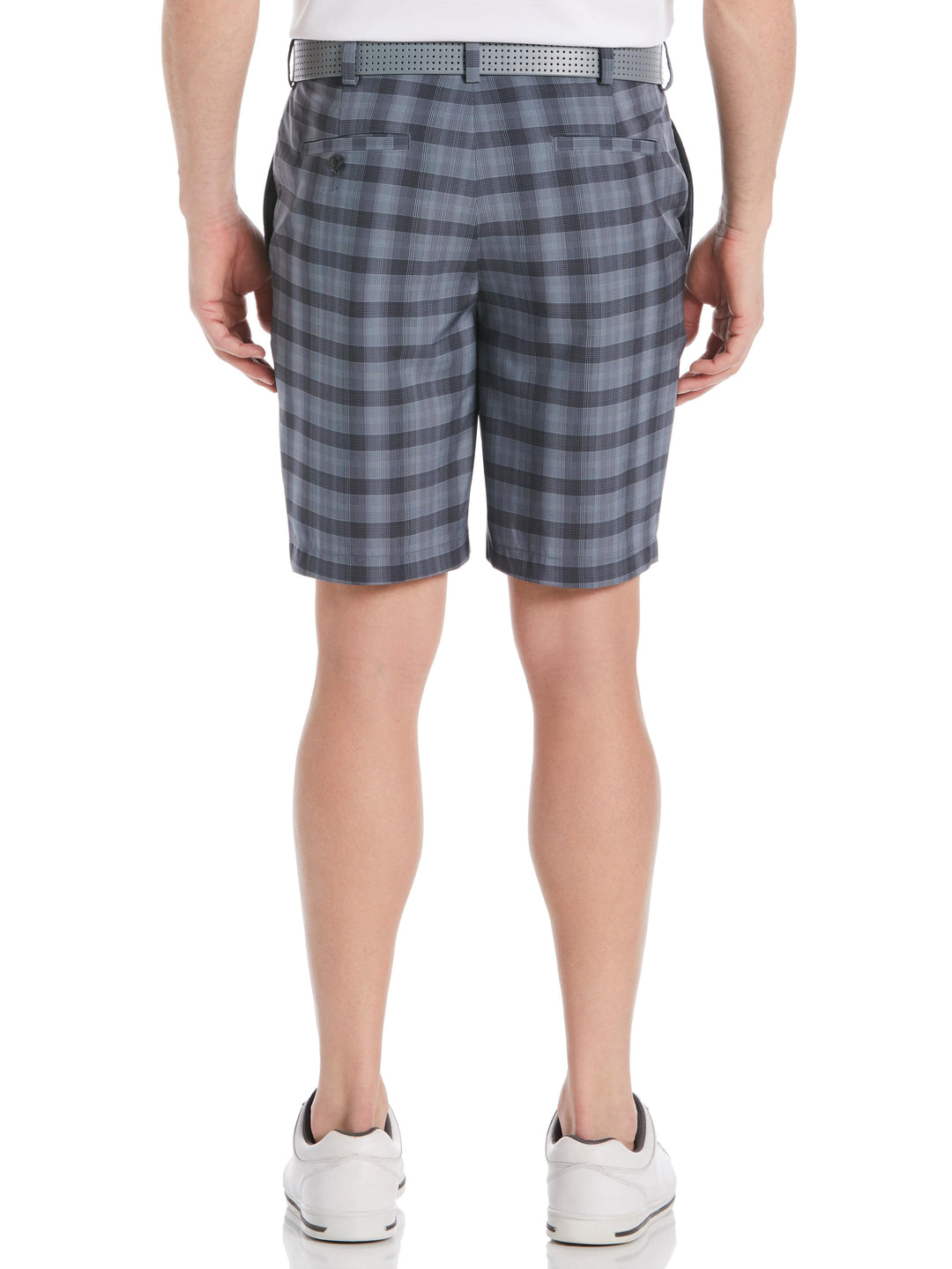 9" Shadow Plaid Golf Short with Active Waistband (Caviar) 