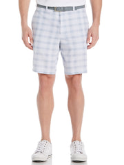 9" Shadow Plaid Golf Short with Active Waistband (Tradewinds) 