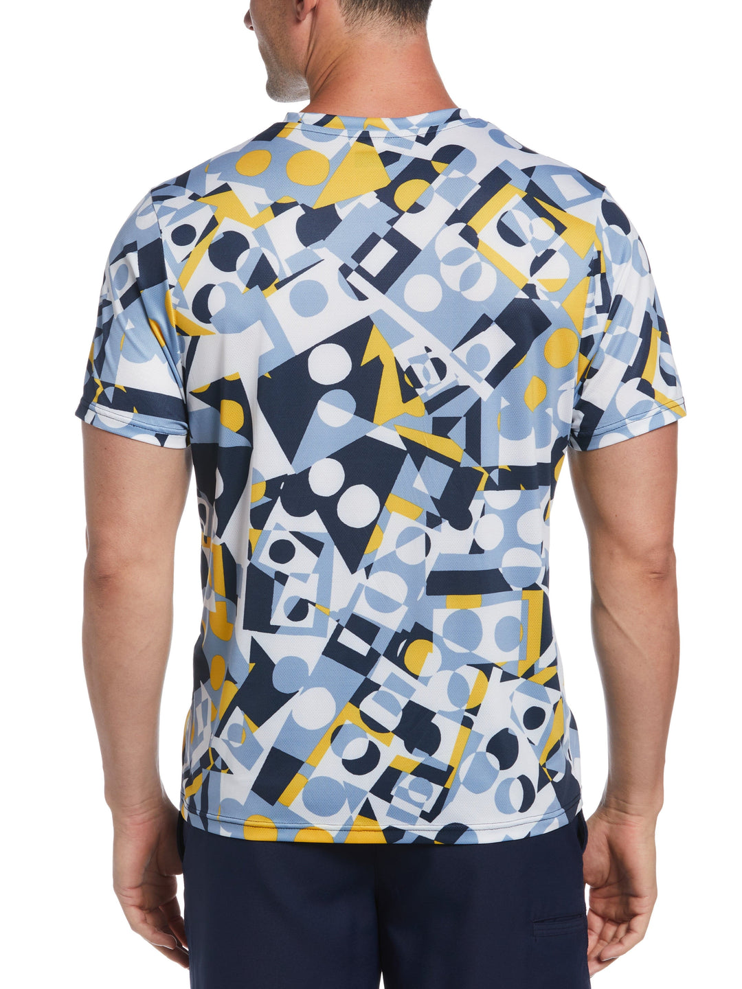 Abstract Multi Geo Printed Crew Neck Tennis Shirt (Peacoat) 