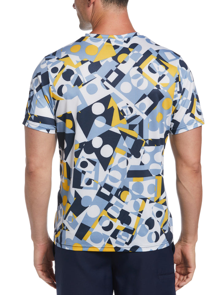 Abstract Multi Geo Printed Crew Neck Tennis Shirt (Peacoat) 