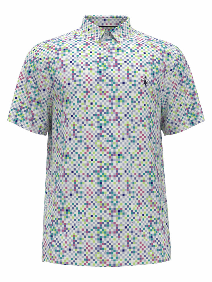 All Over Original Check Print Golf Polo Shirt (Bright White) 