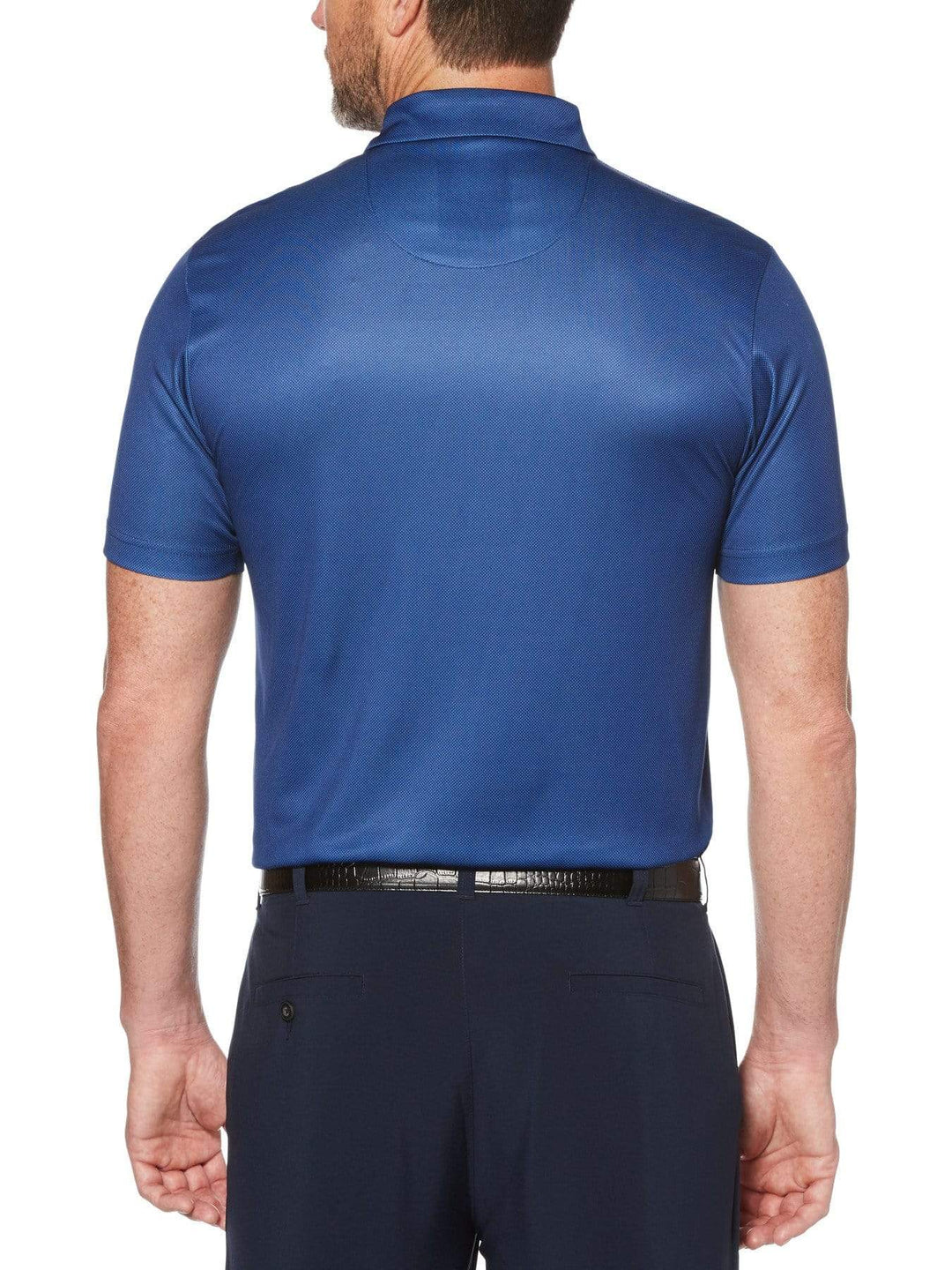 Men's Allover Shadow Stripe Print Short Sleeve Polo