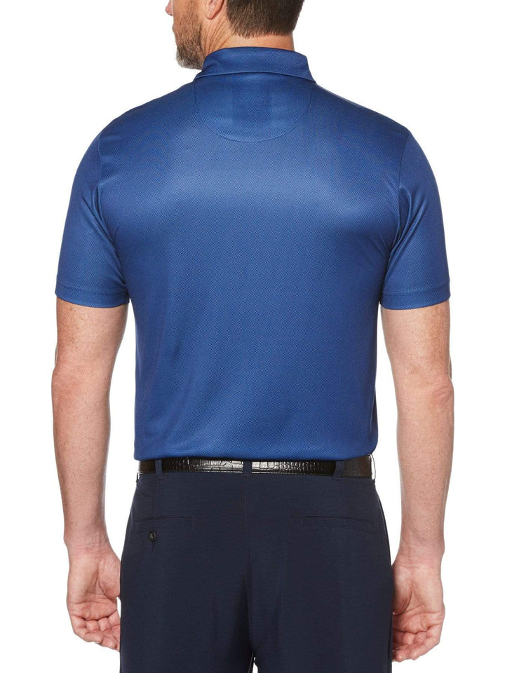 Men's Allover Shadow Stripe Print Short Sleeve Polo