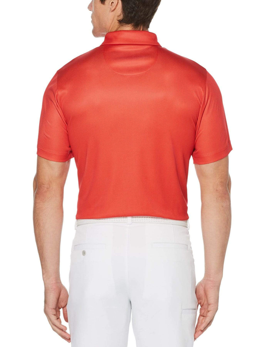 Men's Allover Shadow Stripe Print Short Sleeve Polo
