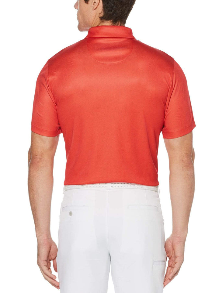 Men's Allover Shadow Stripe Print Short Sleeve Polo