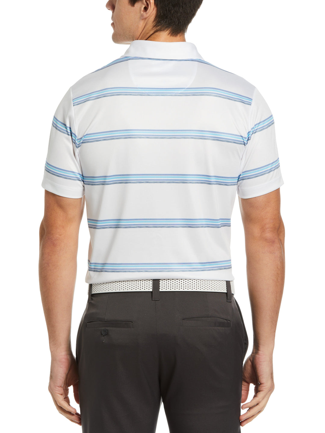 Allover Space Dye Stripe Golf Polo (Bright White) 