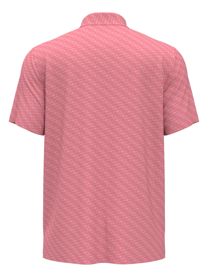 Allover Tennis Ball Print Performance Tennis Polo (Geranium Pink) 