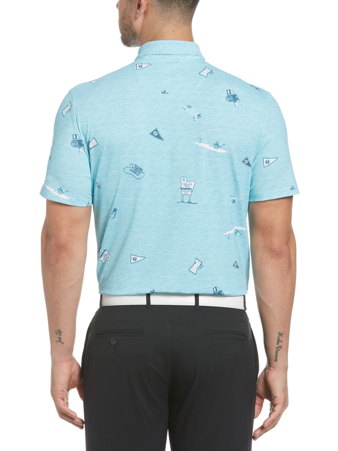 Men's Allover Textured Mini Golf Print Polo Shirt