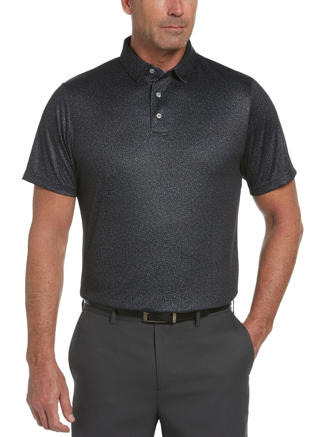 Men's Allover Textured Print Golf Polo