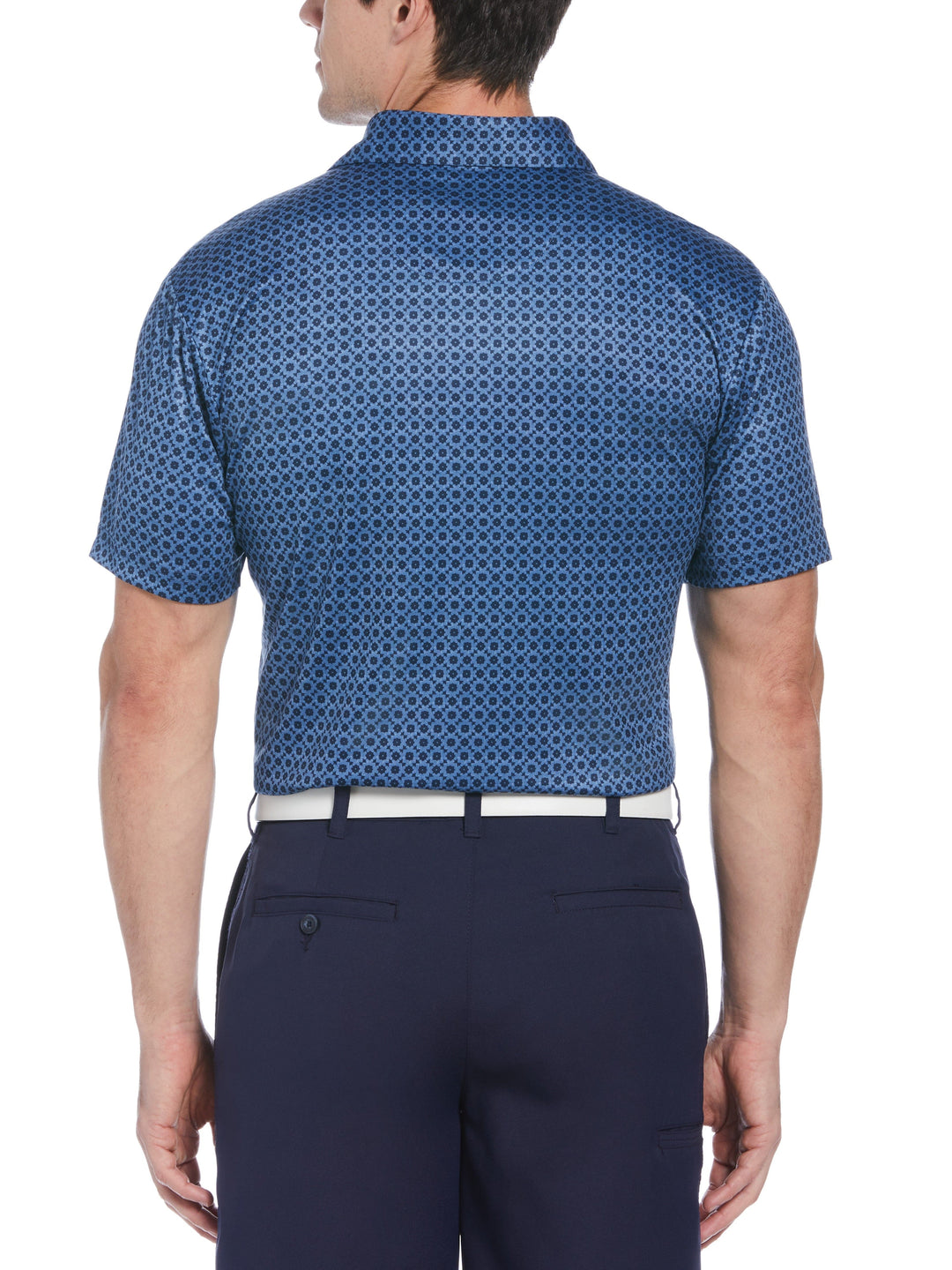Allover Vacation Vibes Geo Print Golf Polo (Classic Navy) 