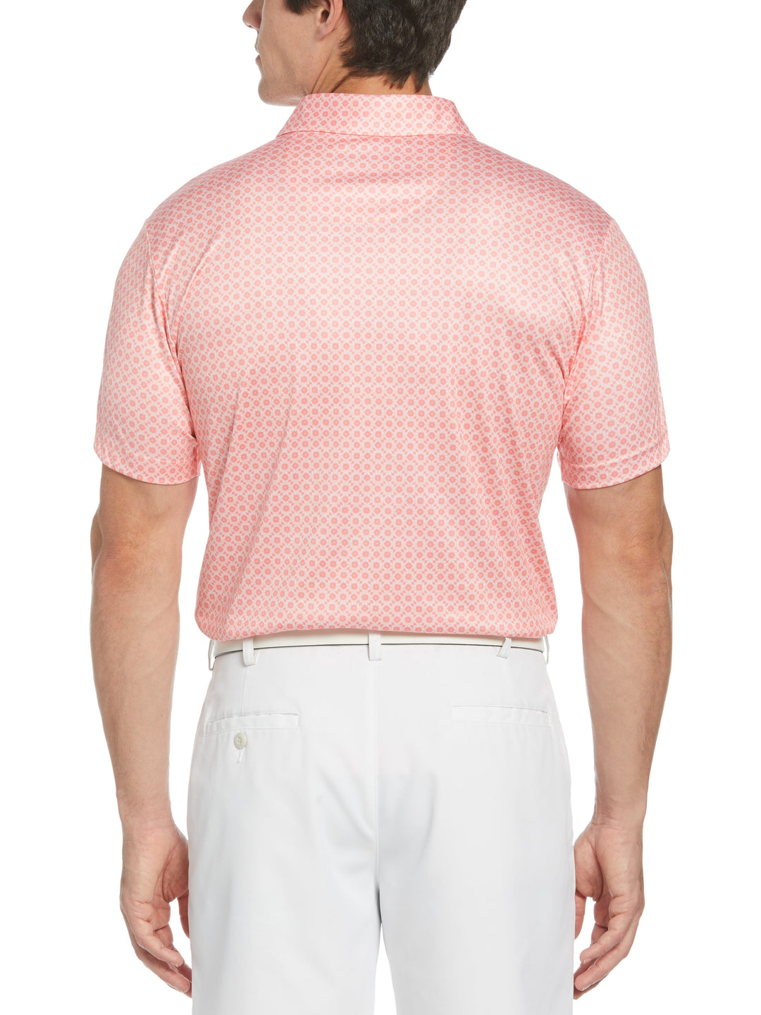 Allover Vacation Vibes Geo Print Golf Polo (Shell Pink) 