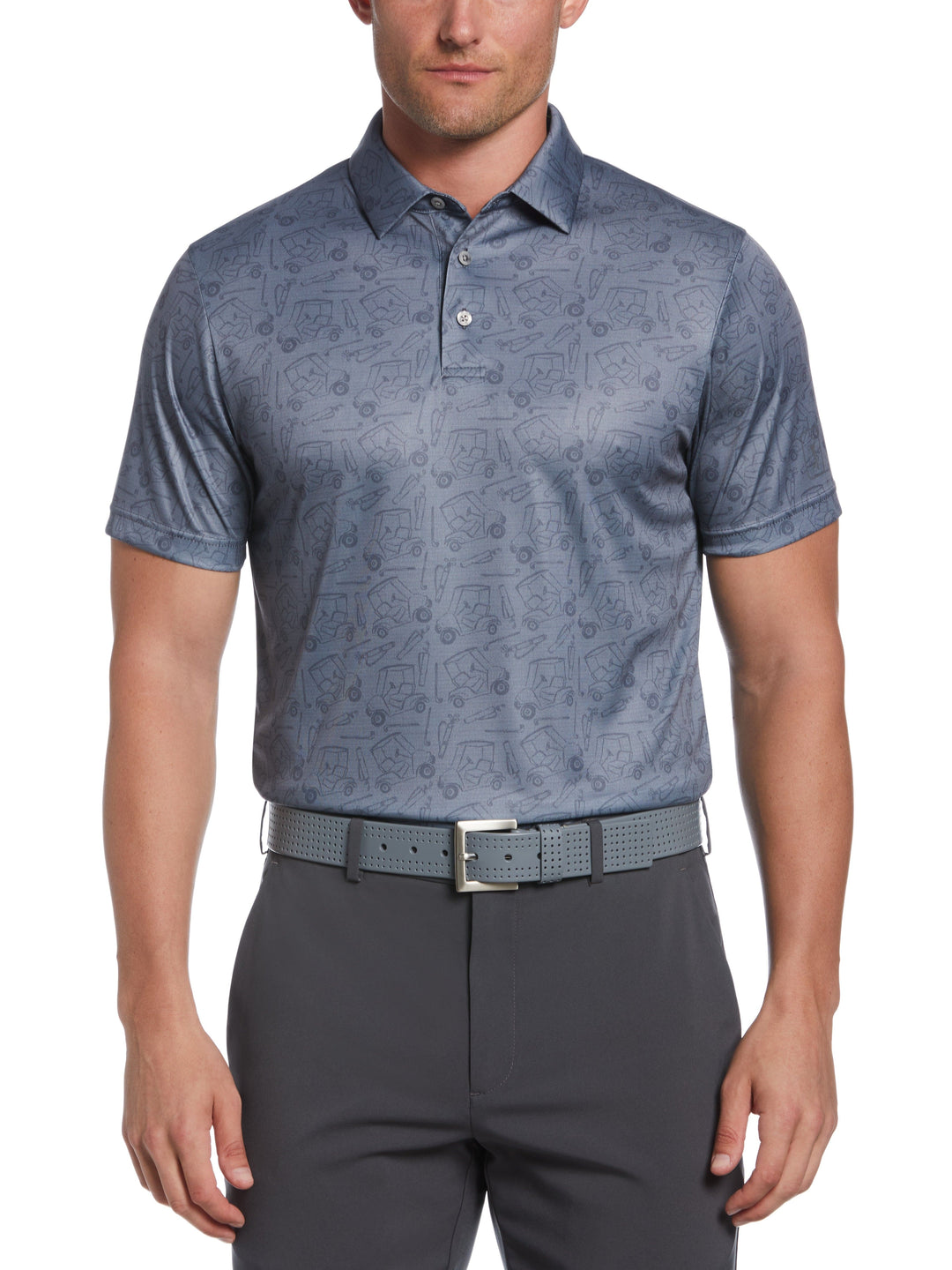 Birdseye Golf Conversational Print Golf Polo (Ombre Blue) 