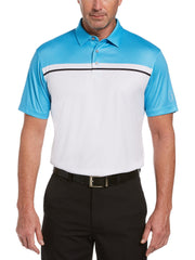 Men's Blocked Birdseye Print Golf Polo