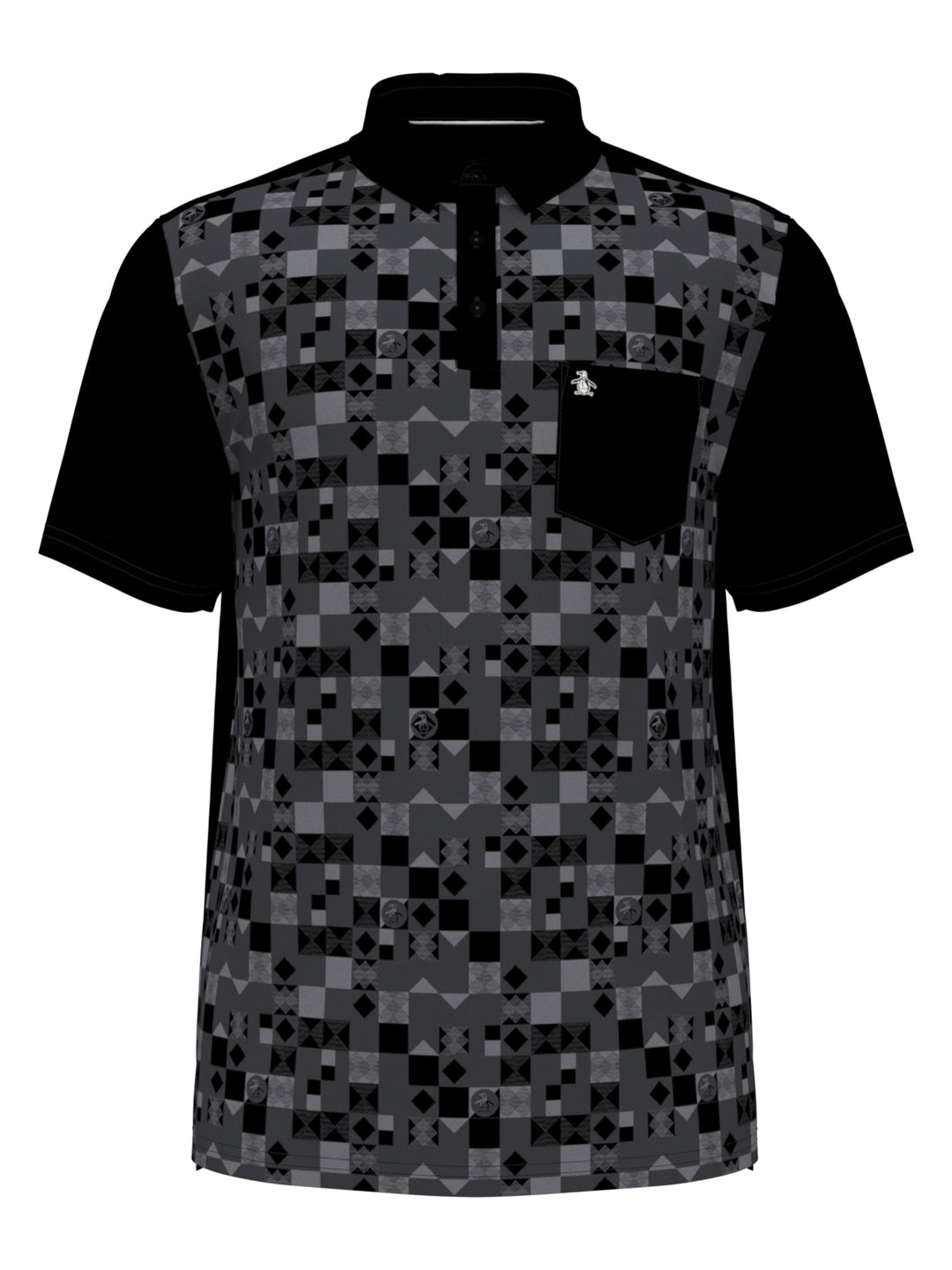 Checkerboard Print Golf Polo (Caviar) 